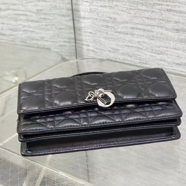 DIOR 26S LADY DIOR BAG 21 IN BLACK CALFSKIN