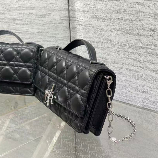 DIOR 26S LADY DIOR BAG 21 IN BLACK CALFSKIN