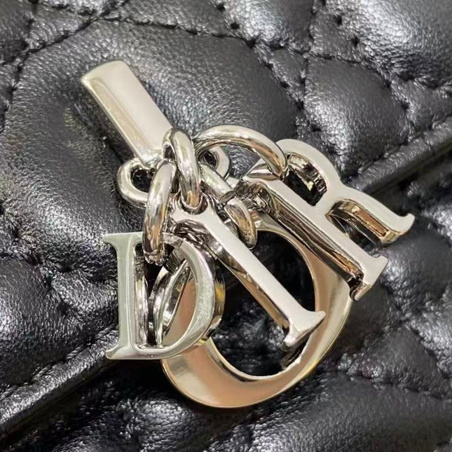 DIOR 26S LADY DIOR BAG 21 IN BLACK CALFSKIN