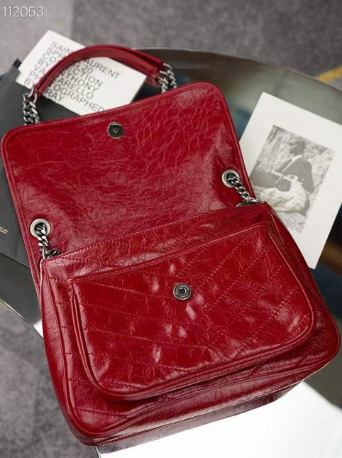 YSL MEDIUM NIKI BAG IN RED GLOSSY CALFSKIN AND HARDWARE
