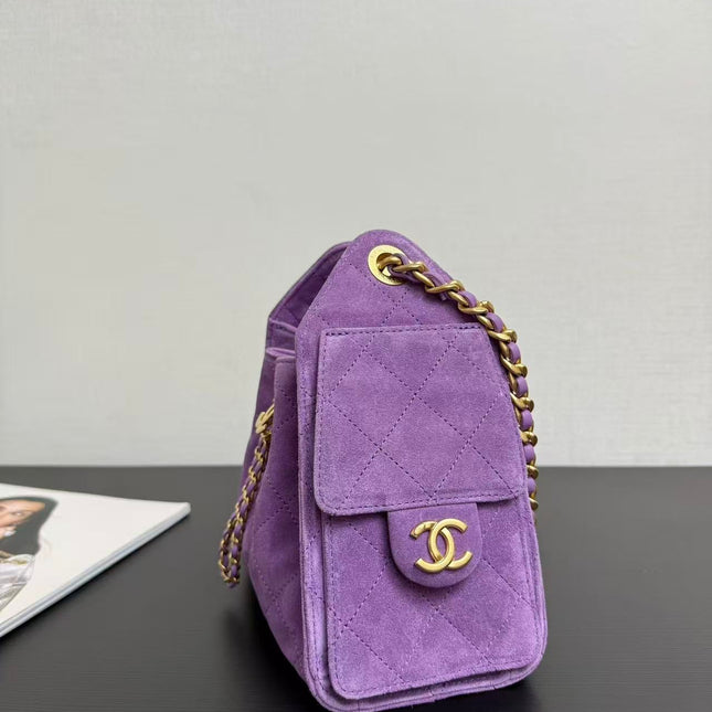 CHANEL 26S HOBO BAG 22 IN PURPLE SUEDE