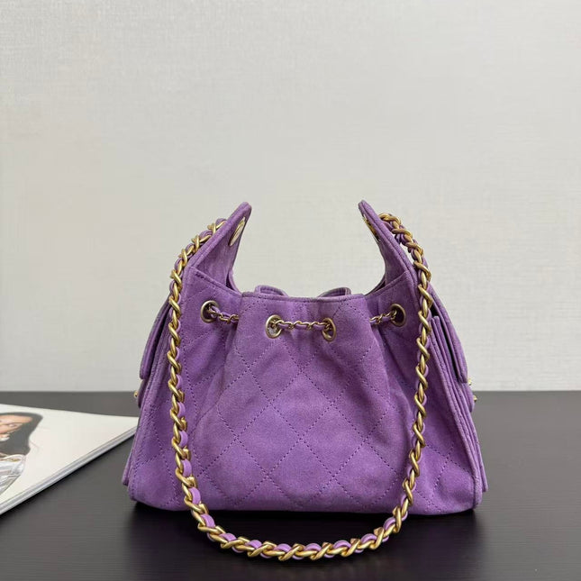 CHANEL 26S HOBO BAG 22 IN PURPLE SUEDE