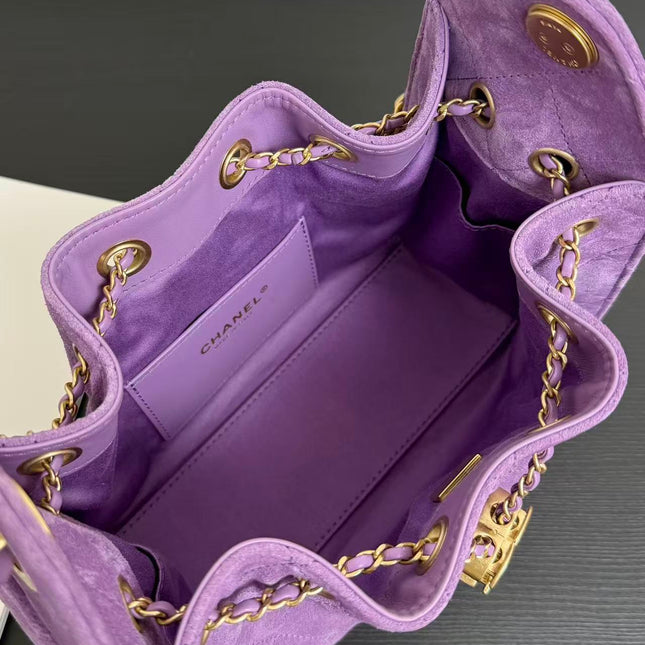 CHANEL 26S HOBO BAG 22 IN PURPLE SUEDE