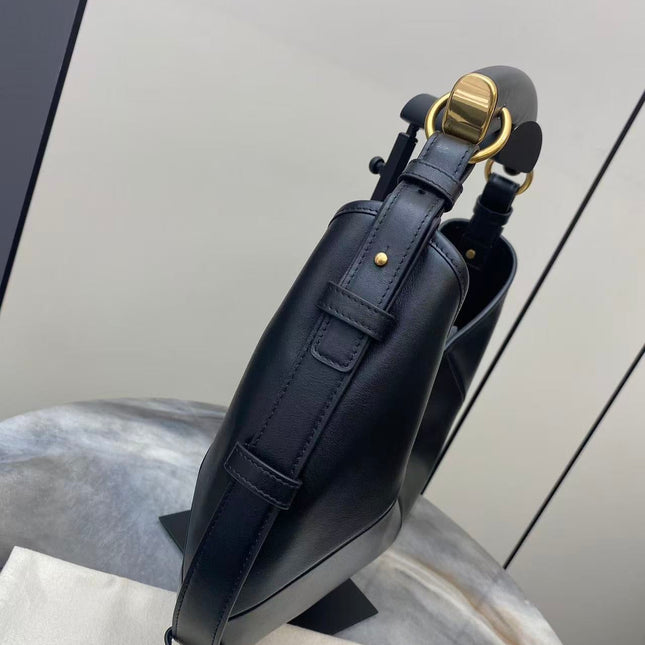 YSL 26S MOMBASA HOBO BAG MEDIUM IN BLACK CALFSKIN