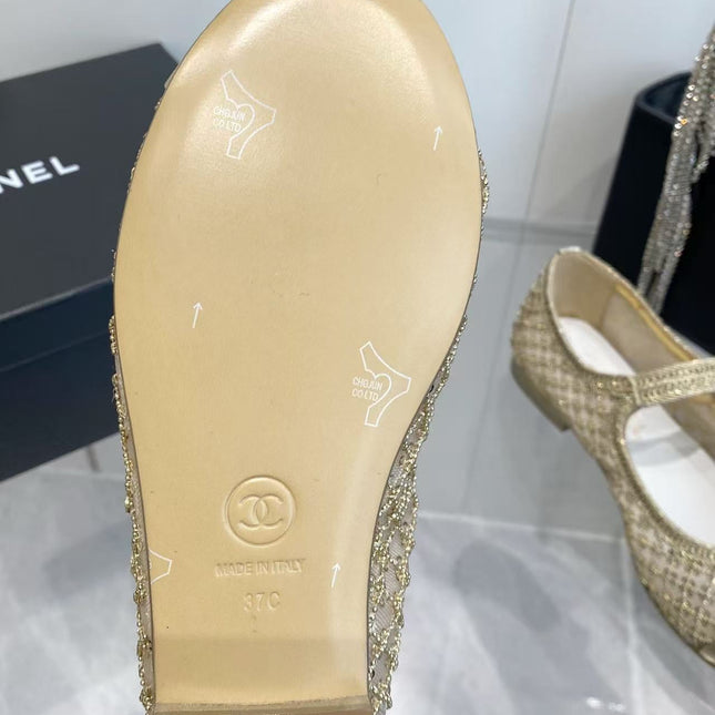 CHANEL 26S MARY JANE IN GOLD SEQUIN