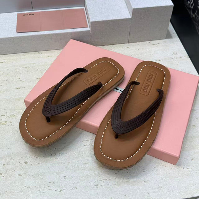 MIUMIU 26S THONG SANDAL IN DARK BROWN