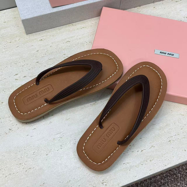 MIUMIU 26S THONG SANDAL IN DARK BROWN