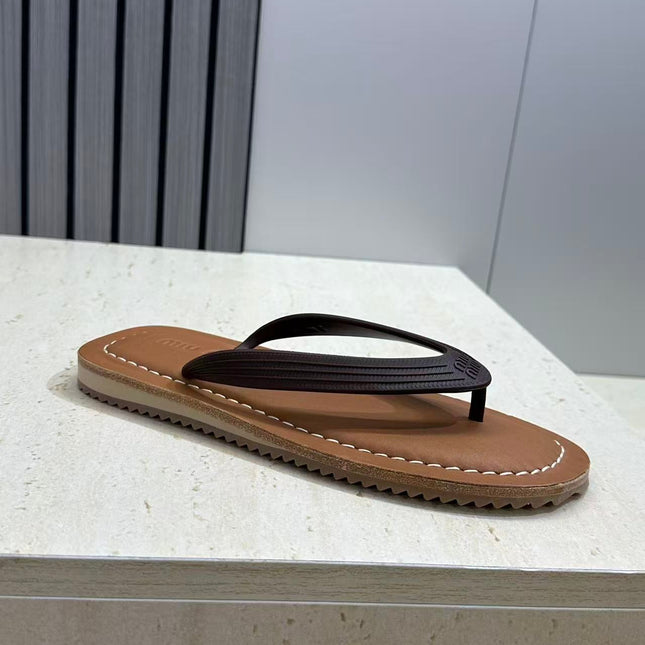 MIUMIU 26S THONG SANDAL IN DARK BROWN