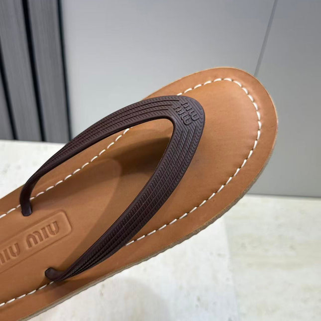 MIUMIU 26S THONG SANDAL IN DARK BROWN