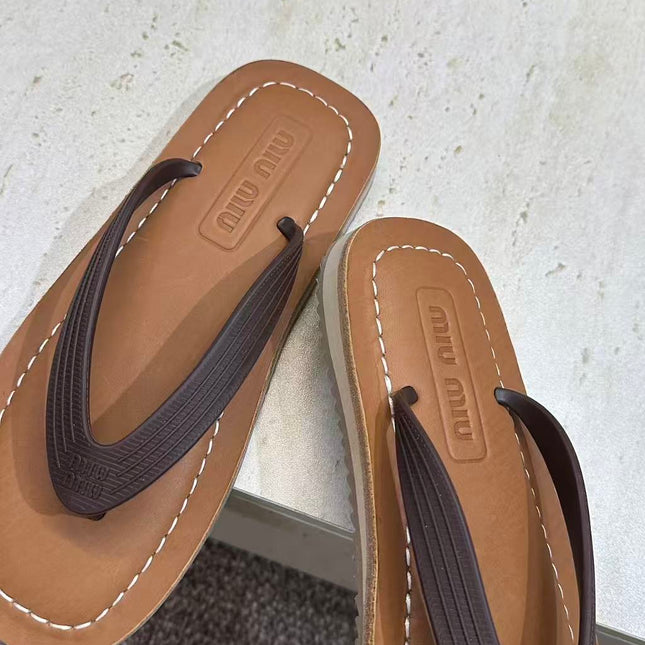 MIUMIU 26S THONG SANDAL IN DARK BROWN