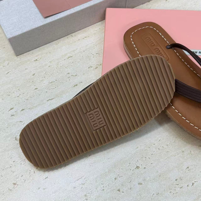 MIUMIU 26S THONG SANDAL IN DARK BROWN