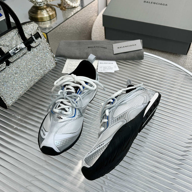 BALENCIAGA 26S RADAR GRADIENT LINES SNEAKER IN SILVER MELATIC