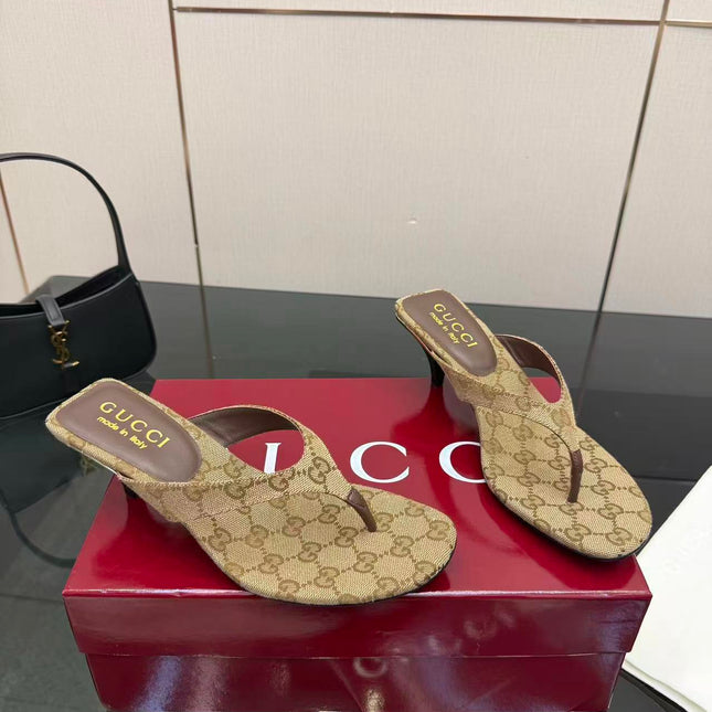 GG 26S VITTORIA THONG SANDAL IN BROWN AND BEIGE CANVAS