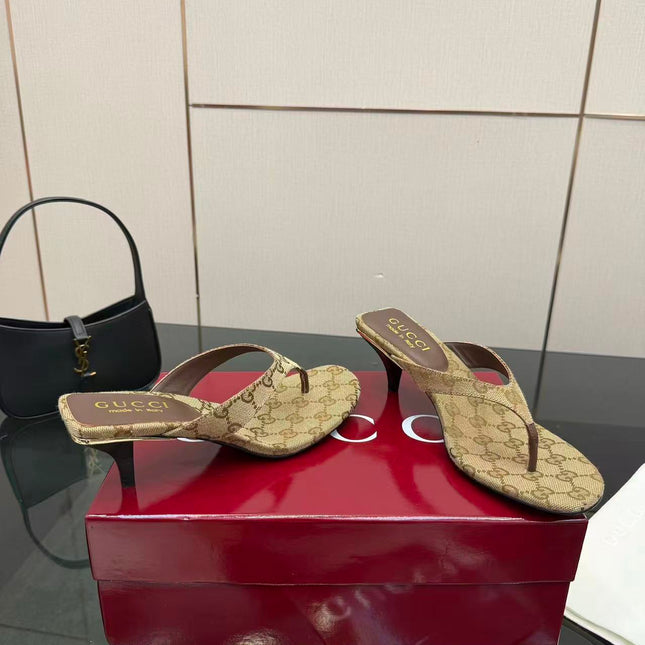 GG 26S VITTORIA THONG SANDAL IN BROWN AND BEIGE CANVAS