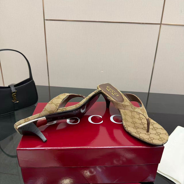 GG 26S VITTORIA THONG SANDAL IN BROWN AND BEIGE CANVAS