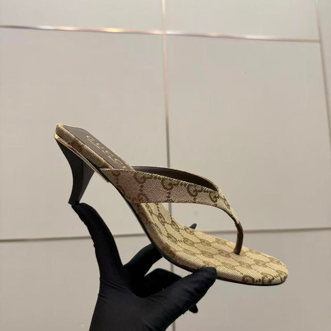 GG 26S VITTORIA THONG SANDAL IN BROWN AND BEIGE CANVAS