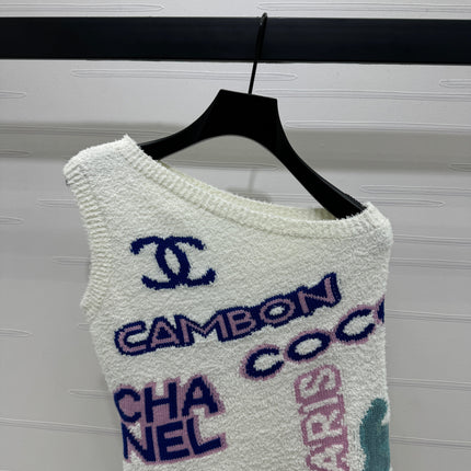CHANEL 26S ASYMMETRICAL OFF-SHOULDER KNIT TOP