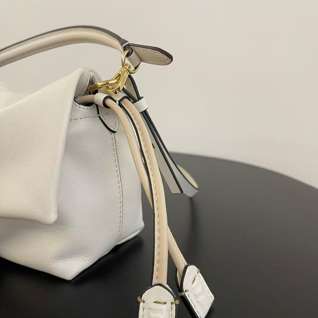 FENDI 26S SMALL MAMMA BAGUETTE BAG 16 IN CREAM WHITE LAMBSKIN
