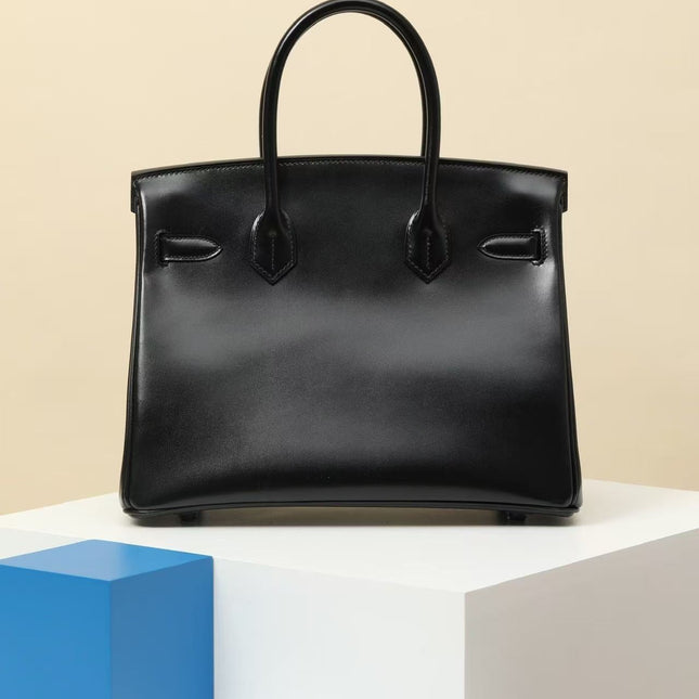 HM 26S BIRKIN BAG 30 IN BLACK CALFSKIN SILVER BUCKLE