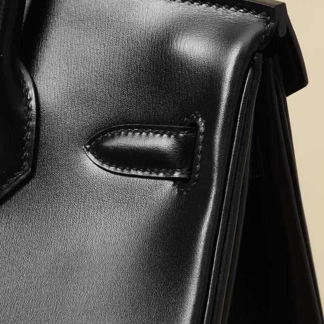 HM 26S BIRKIN BAG 30 IN BLACK CALFSKIN SILVER BUCKLE