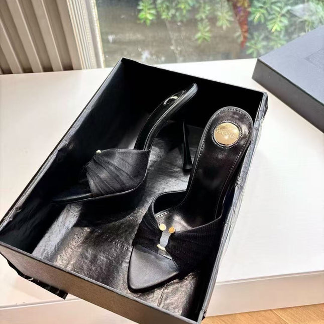 YSL HIGH HEEL 26S 100 MM IN BLACK LAMBSKIN