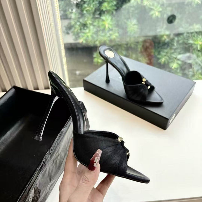 YSL HIGH HEEL 26S 100 MM IN BLACK LAMBSKIN