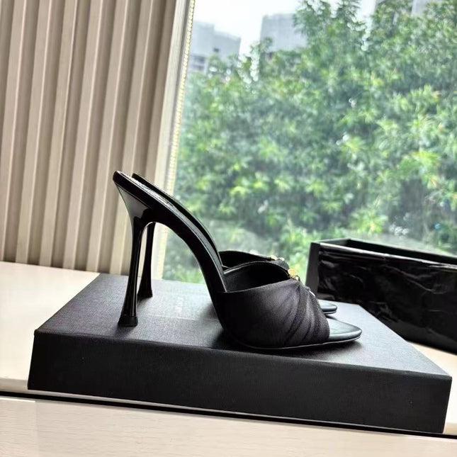 YSL HIGH HEEL 26S 100 MM IN BLACK LAMBSKIN