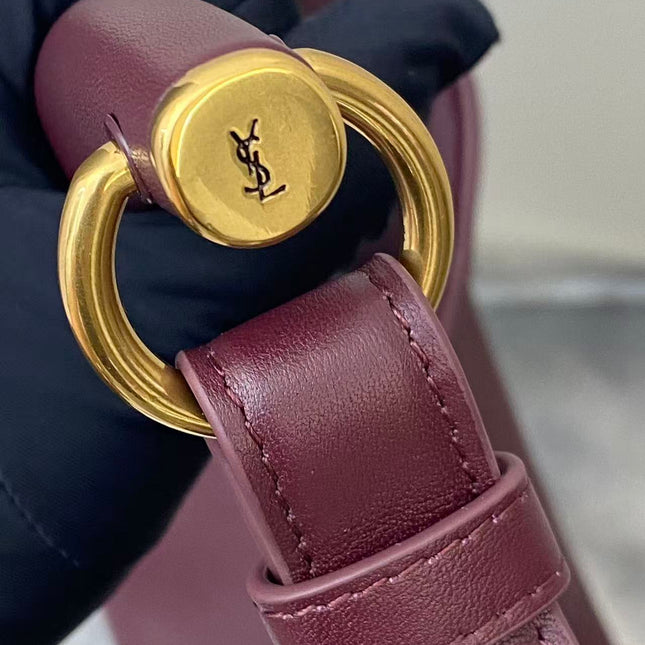 YSL 26S MOMBASA HOBO BAG MEDIUM IN BURGUNDY CALFSKIN