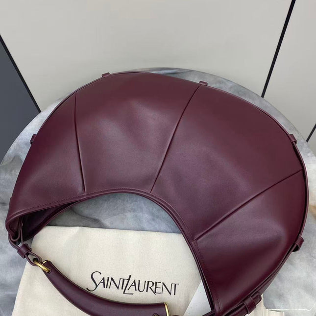 YSL 26S MOMBASA HOBO BAG MEDIUM IN BURGUNDY CALFSKIN