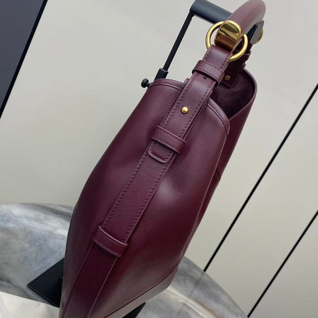 YSL 26S MOMBASA HOBO BAG MEDIUM IN BURGUNDY CALFSKIN