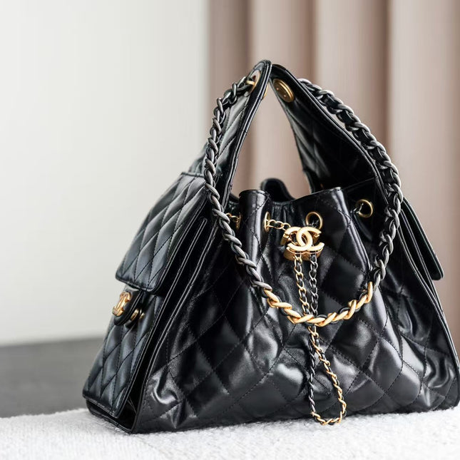 CHANEL 26S HOBO BAG 30 IN BLACK CALFSKIN GOLD HARDWARE 22526