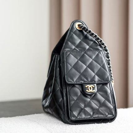 CHANEL 26S HOBO BAG 30 IN BLACK CALFSKIN GOLD HARDWARE 22526