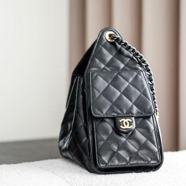 CHANEL 26S HOBO BAG 30 IN BLACK CALFSKIN GOLD HARDWARE 22526