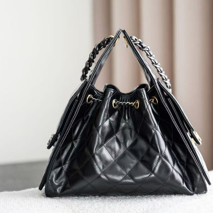 CHANEL 26S HOBO BAG 30 IN BLACK CALFSKIN GOLD HARDWARE 22526