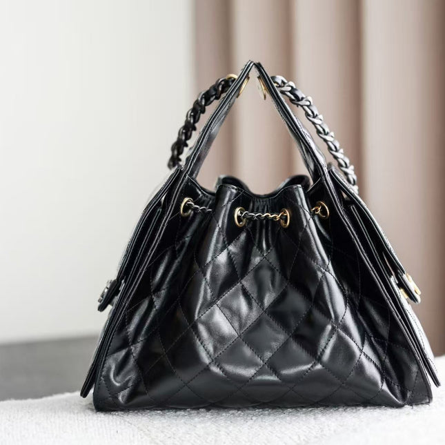 CHANEL 26S HOBO BAG 30 IN BLACK CALFSKIN GOLD HARDWARE 22526