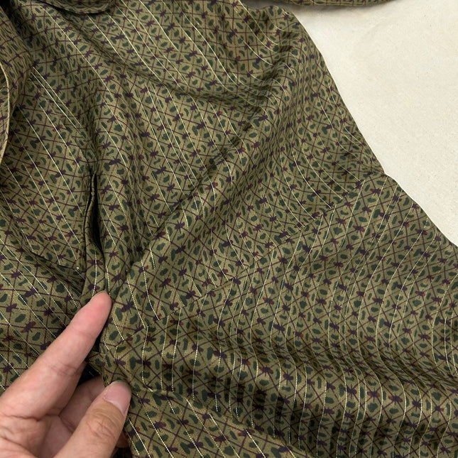 ZIMMERMANN 26S BELTED MAXI DRESS IN OLIVE GEO PRINT SILK