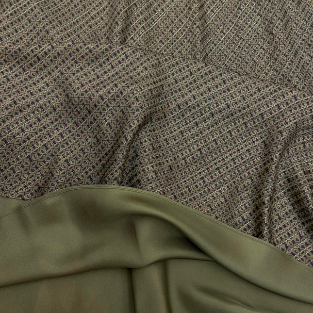 ZIMMERMANN 26S BELTED MAXI DRESS IN OLIVE GEO PRINT SILK