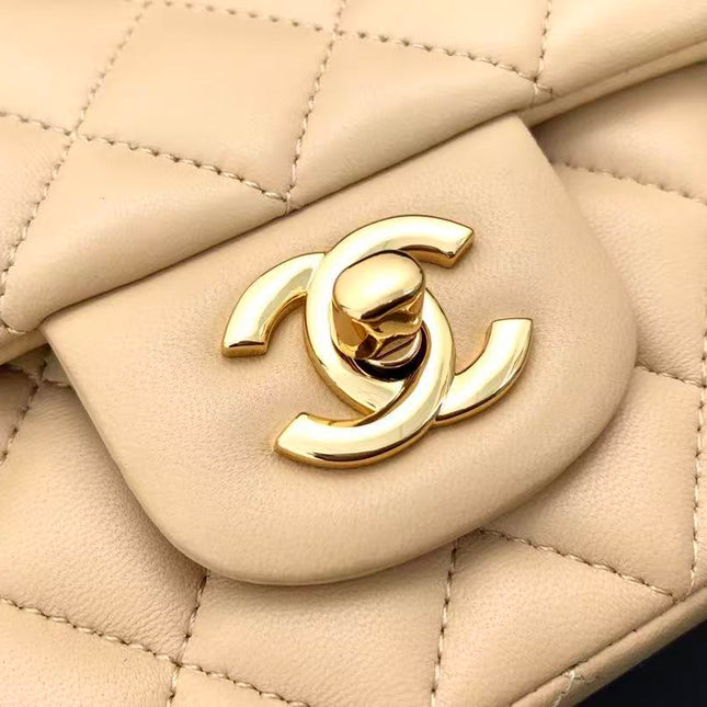 CHANEL 25S FLAP BAG 20 CM IN BEIGE LAMBSKIN GOLD HARDWARE 23526
