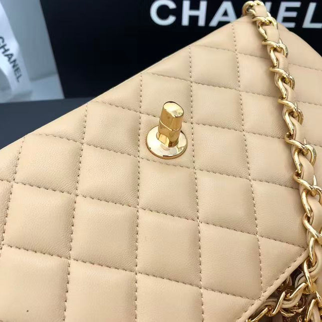 CHANEL 25S FLAP BAG 20 CM IN BEIGE LAMBSKIN GOLD HARDWARE 23526