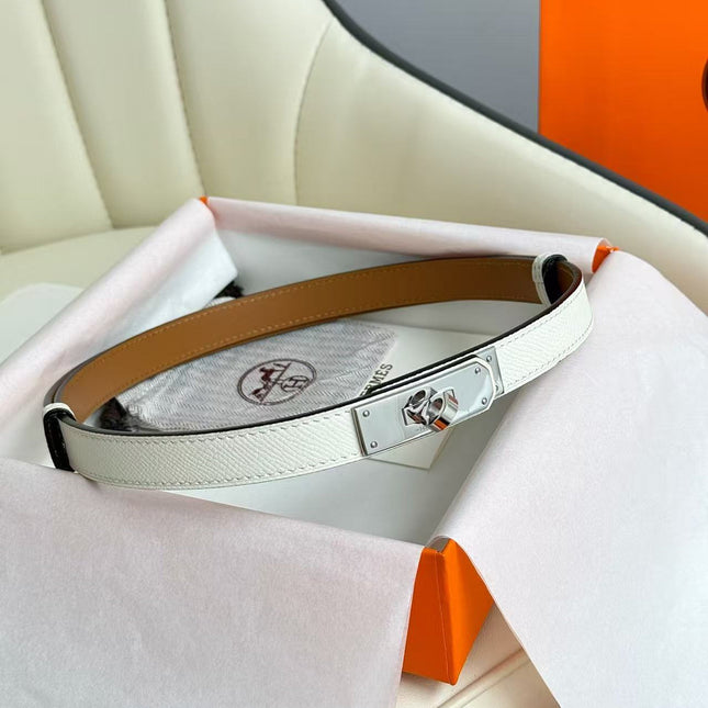 HM 26S KELLY BELT IN WHITE SILVER LOCK HARDWARE 25526