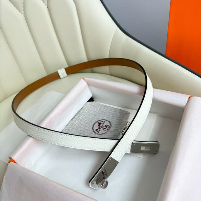 HM 26S KELLY BELT IN WHITE SILVER LOCK HARDWARE 25526