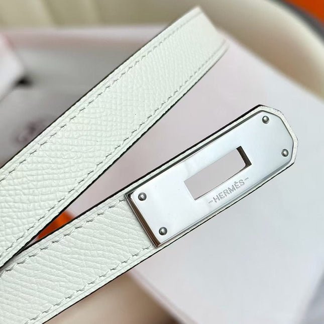HM 26S KELLY BELT IN WHITE SILVER LOCK HARDWARE 25526