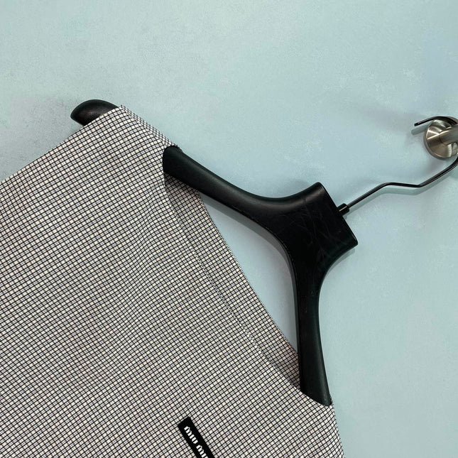 MIU MIU 26S CROPPED TANK TOP IN BEIGE GINGHAM COTTON