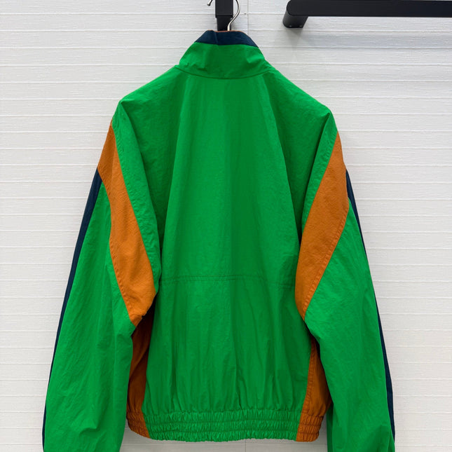 YSL 26S COLOR BLOCK WINDBREAKER IN GREEN TECH NYLON