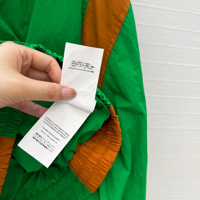 YSL 26S COLOR BLOCK WINDBREAKER IN GREEN TECH NYLON
