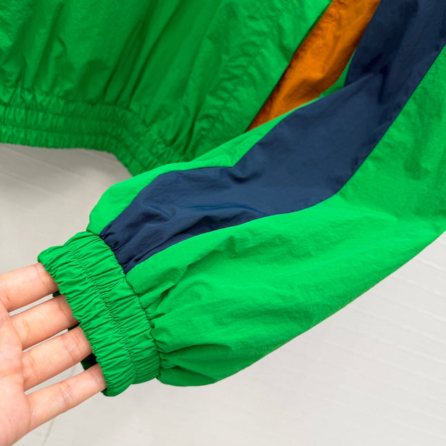 YSL 26S COLOR BLOCK WINDBREAKER IN GREEN TECH NYLON