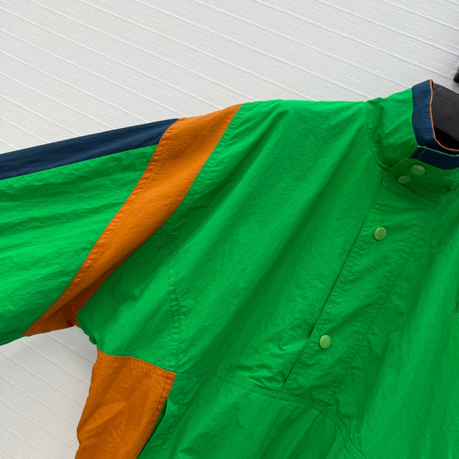 YSL 26S COLOR BLOCK WINDBREAKER IN GREEN TECH NYLON