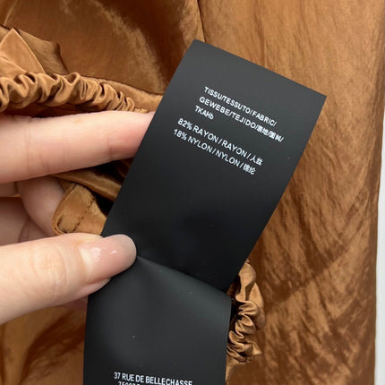 YSL 26S BOW TIE CROPPED BLOUSE IN CARAMEL SILK