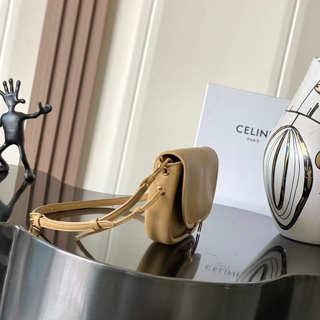 CELINE 26S LITTLE HALFMOON SOFT 25 IN BEIGE LAMBSKIN 8626
