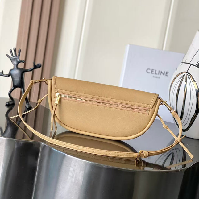 CELINE 26S LITTLE HALFMOON SOFT 25 IN BEIGE LAMBSKIN 8626